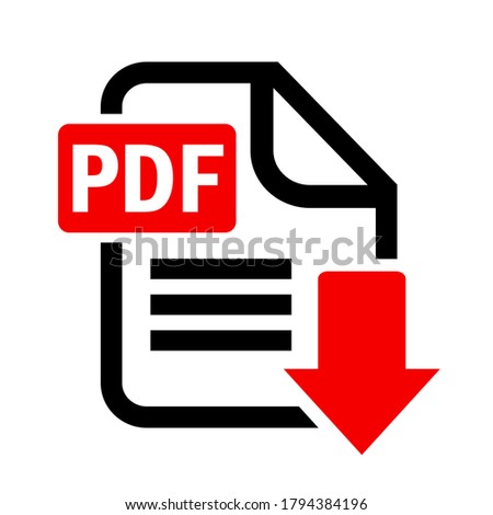 Pdf document download vector icon on white background