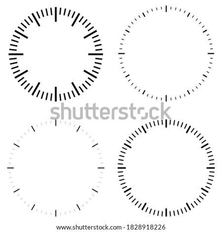 Clock dial face vector illustrations set on white background