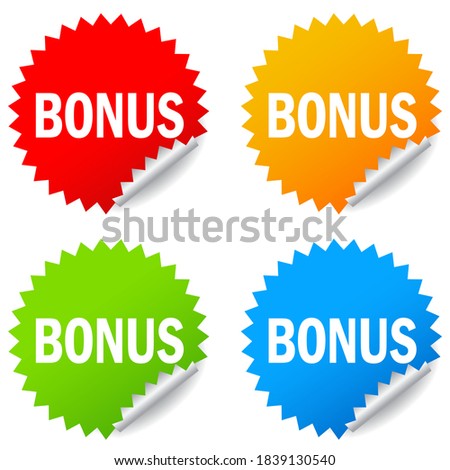 Bonus vector stickers isolated on white background, curled up note paper