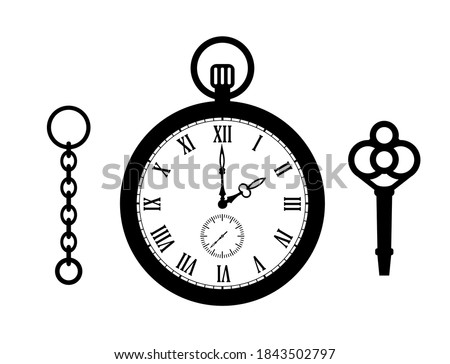 Old pocket watch vector icon isolated on white background