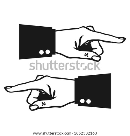 Hand with pointing finger, vector illustration on white background