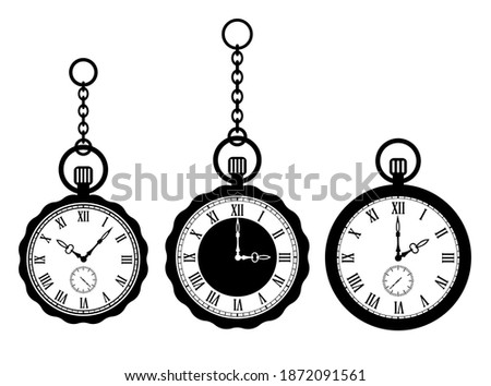 Pocket watch vector icons set isolated on white background