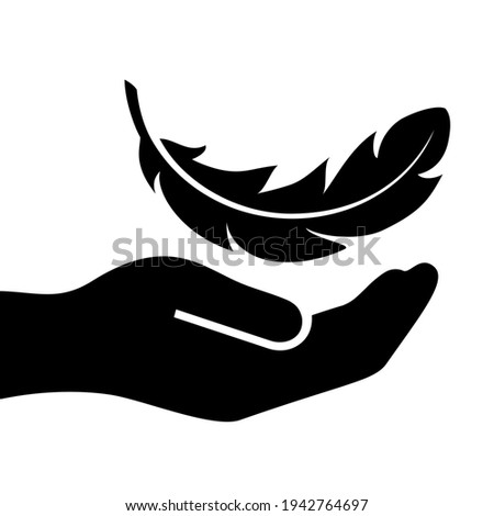 Sensitive icon with soft feather, vector illustration on white background, lightweight web logo