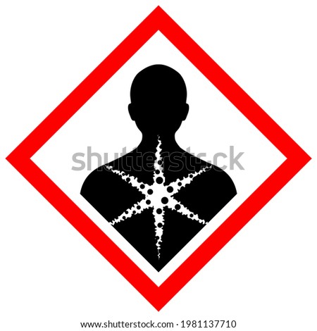 Health hazard vector warning symbol isolated on white background, health danger and long term hazard sign