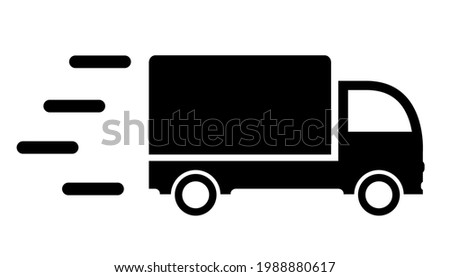 Fast delivery service, truck or van vector icon illustration isolated on white background, abstract web design vehicle cartoon