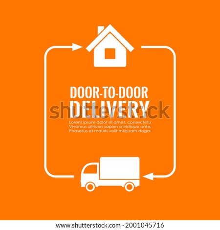 Express delivery vector poster design on orange background, text frame for company information