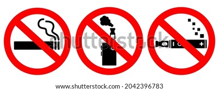 No smoking vector sign isolated on white background, no vape smoking signs set
