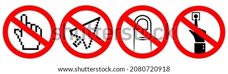 Do not touch vector signs, no clicking symbol on white background, don't click