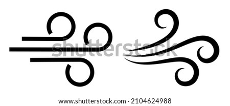 Puff of wind vector icon, air blow symbols isolated on white background. Wind line icon of cold windy weather.