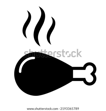 Hot tasty chicken drumstick, vector flat icon illustration isolated on white background