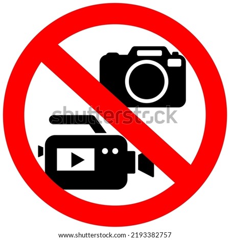 No photo or video recording allowed vector sign on white background