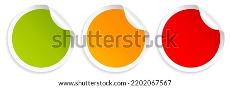 Round vector stickers set isolated on white background, colorful adhesive stickers