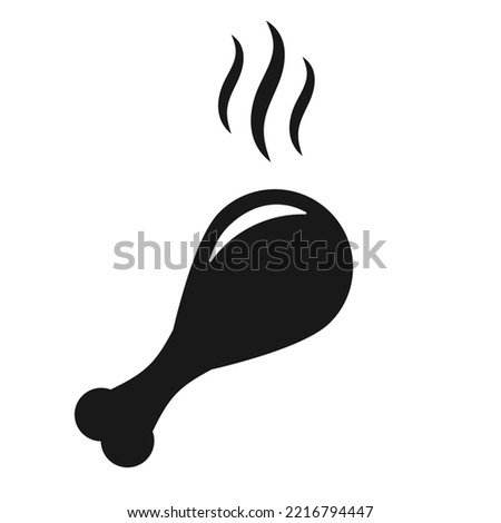 Hot delicious chicken drumstick vector icon on white background