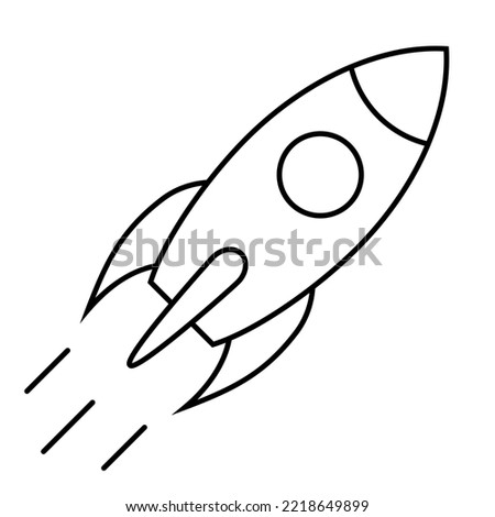 Rocket line icon, space ship vector symbol on white background