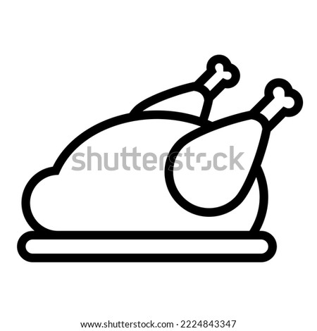 Chicken roast line icon isolated on white background, traditional delicious meal for thanksgiving day holiday, vector simple linear illustration.