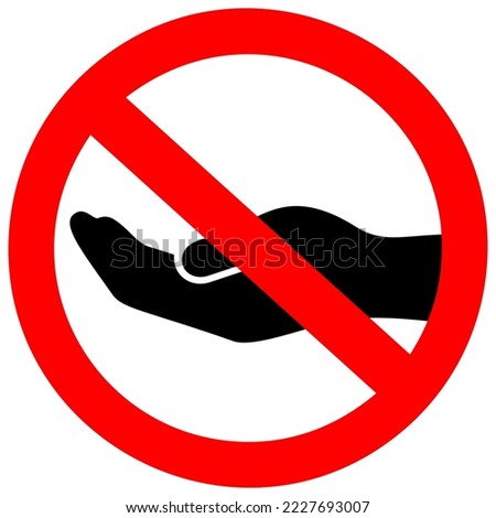 No begging vector sign, outstretched asking hand on white background Stockfoto © 