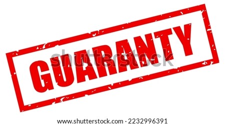 Guaranty rubber stamp on white background, risk free assurance business seal, guaranty imprint.