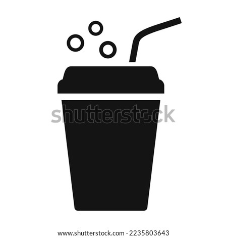 Carbonated soft drink cup vector flat icon isolated on white background