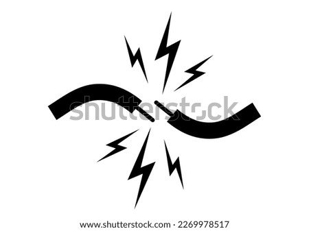 Short circuit with sparks vector icon isolated on white background, electricity caution symbol, short circuit flat illustration