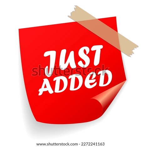 Just added new product sticker isolated on white background. Business illustration of note paper with curled up corner, square stiker mockup for your text.