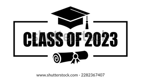 Senior class of 2023 year vector illustration isolated on white background, senior class 23 graduation symbol. 