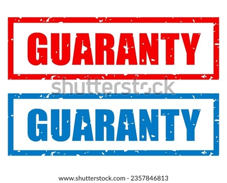 Guaranty grunge rubber stamps set isolated on white background, red and blue business vector illustrations