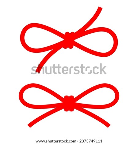 Red string bow vector line icon, rope knot isolated on white background, decoration design element