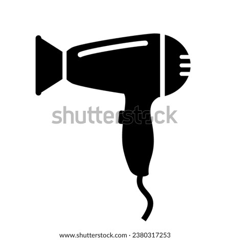 Hair dryer vector icon isolated on white background, hairstyle clip art