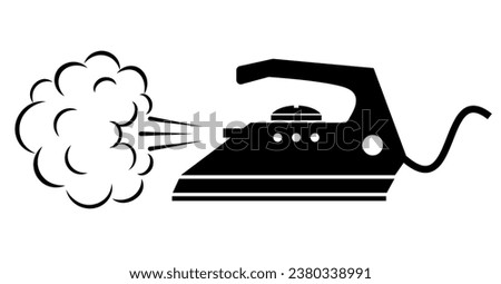 Steam iron vector line icon isolated on white background