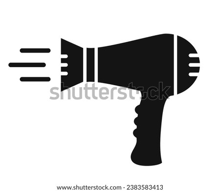 Hair dryer vector icon isolated on white background, hairstyle professional equipment