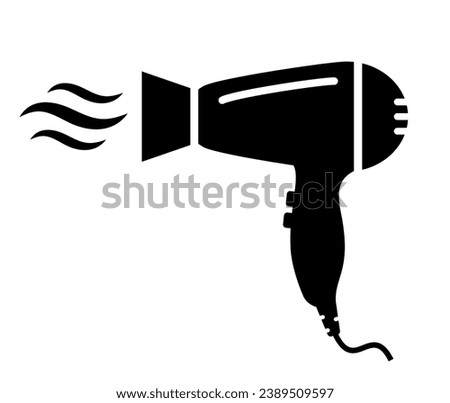 Hair dryer vector icon isolated on white background, hair care simple flat illustration