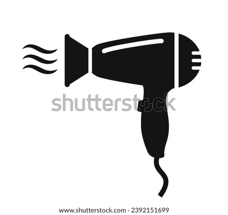 Hair dryer vector icon isolated on white background, hairstyle flat illustration