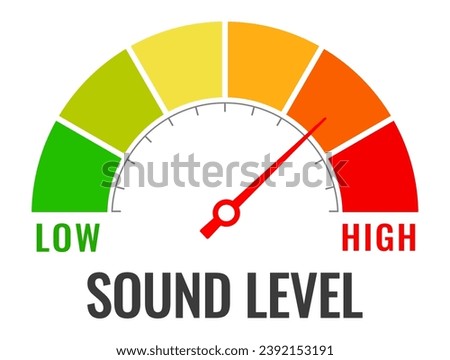 Sound level meter, loudness vector chart design on white background