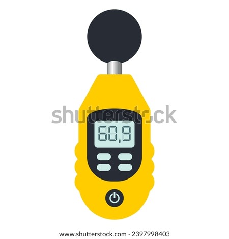 Sound level meter, flat illustration of noise measuring tool isolated on white background