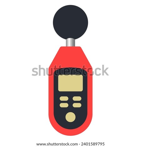 Sound meter flat illustration, noise level measuring device isolated on white background