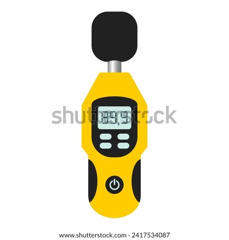 Sound meter vector icon, noise level measuring tool isolated on white background. Flat illustration of noise metering digital device