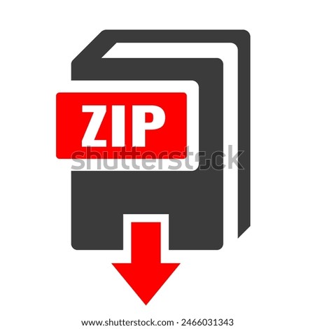 Download zip file vector icon isolated on white background