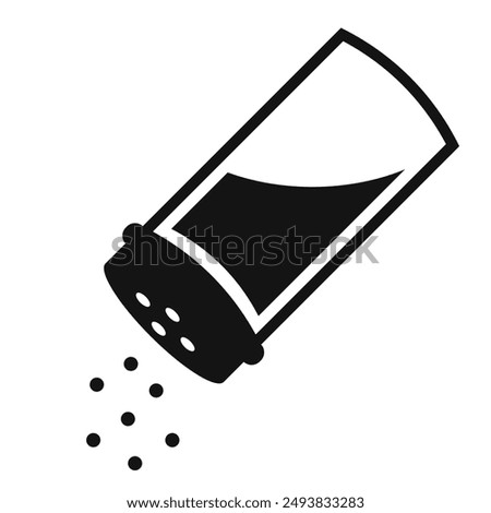 Salt shaker vector icon isolated on white background. Simple flat illustration of meal salting, cooking design.