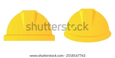 Hard hat icon, yellow safety helmet isolated on white background. Vector flat illustration of protective head wear.