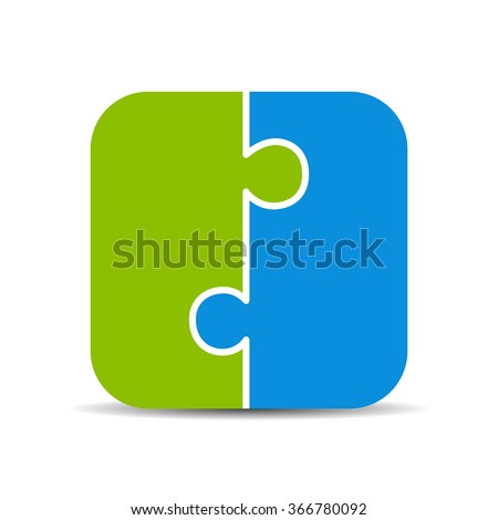 Two piece puzzle diagram illustration isolated on white background