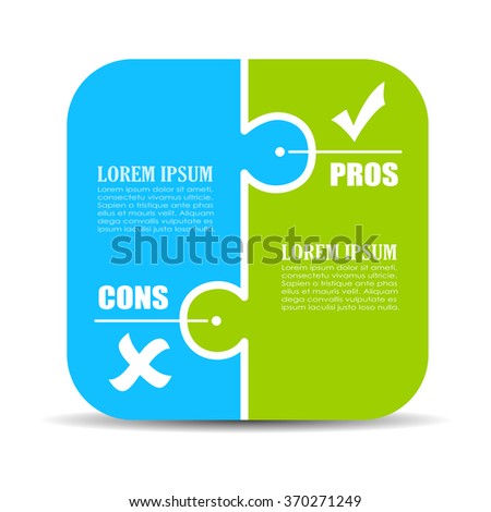 Pros and cons puzzle diagram illustration isolated on white background