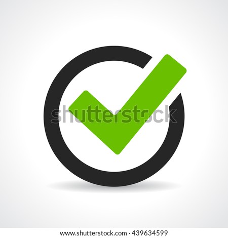 Green tick icon vector illustration isolated on white background