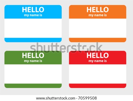 Hello My Name Card Stock Vector Illustration 70599508 : Shutterstock