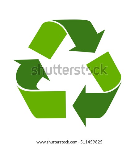 Green arrows recycle eco symbol vector illustration isolated on white background. Recycled sign. Cycle recycled icon. Recycled materials symbol. Recycled icon eps.