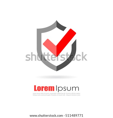 Secure red shield online webshop logo vector illustration isolated on white background. Security logo idea. Shield security logo clip art.