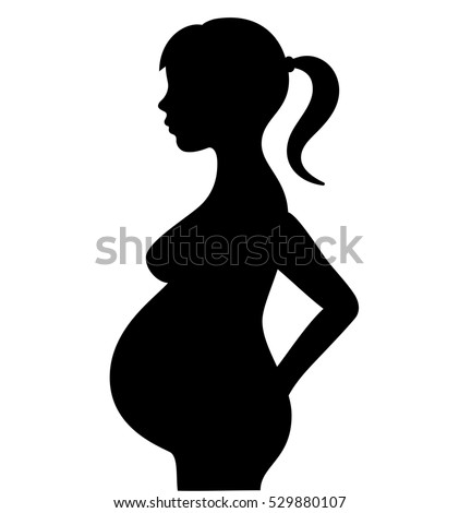 Pregnant girl vector illustration isolated on white background. Pregnant woman. Pregnant woman silhouette. Pregnant woman eps clip art.