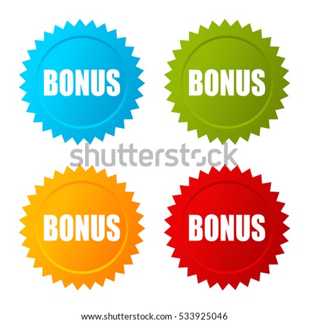 Bonus star vector icon on white background. Bonus sticker. Bonus vector label.