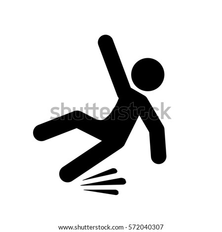 Slippery floor road vector icon on white background. Fall falling danger accident eps vector sign.