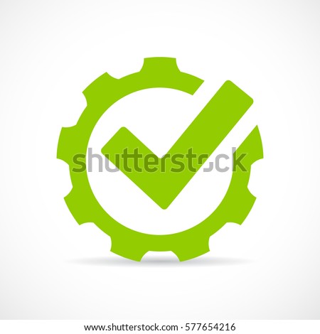 Abstract technical vector icon illustration on white background. Tick gear eps vector sign.
