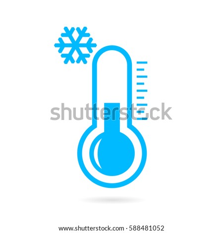 Cold weather thermometer icon vector illustration on white background. Flat web design element for website, app or infographics materials. Stock foto © 